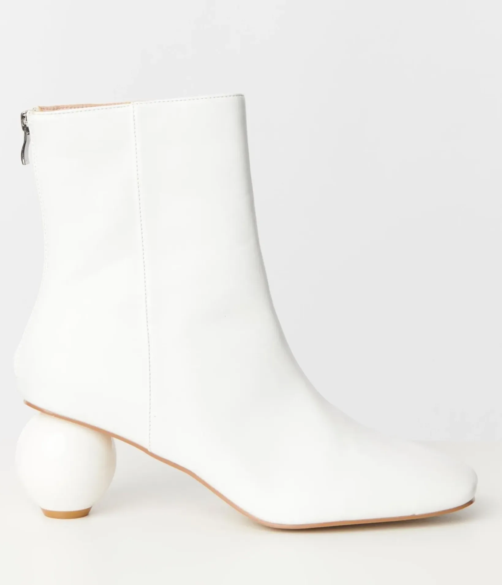 Unique Vintage Special Occasion|Boots>White Leatherette Ball Heel Booties