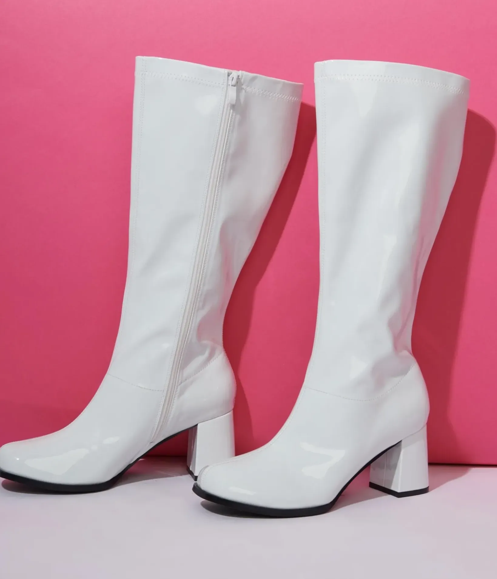 Unique Vintage Boots>White Patent Gogo Boot