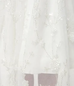 Unique Vintage Swing|Everyday Dresses>White Tulle & Floral Beading Bertie Swing Dress
