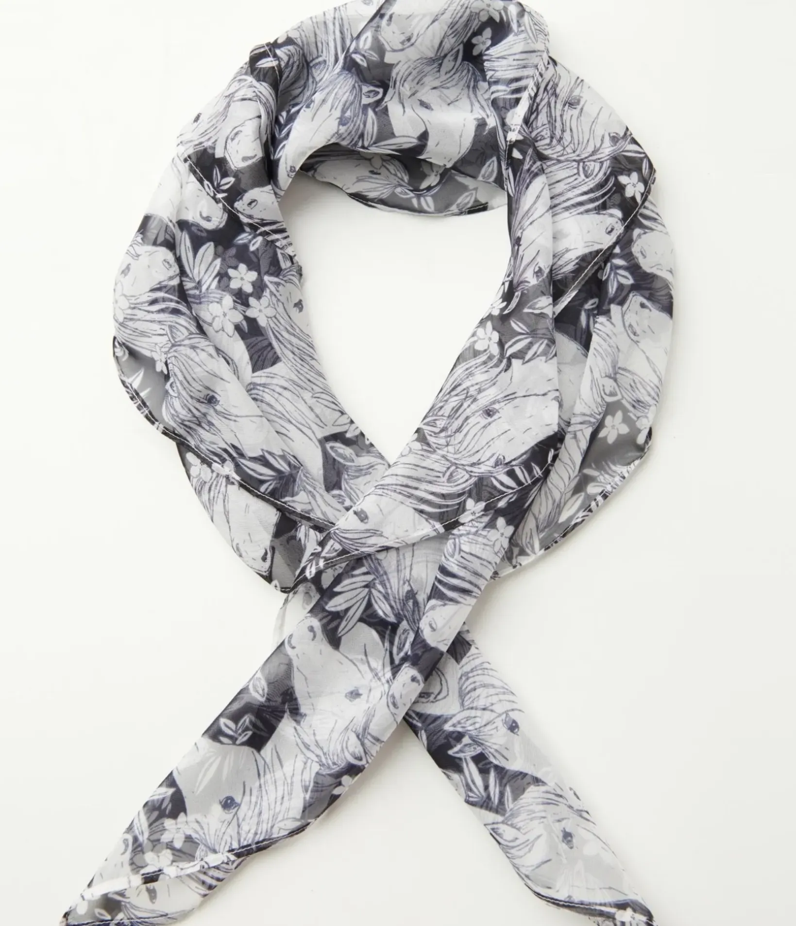 Unique Vintage All Things Black|Hair Scarves>Wild Horses Print Hair Scarf