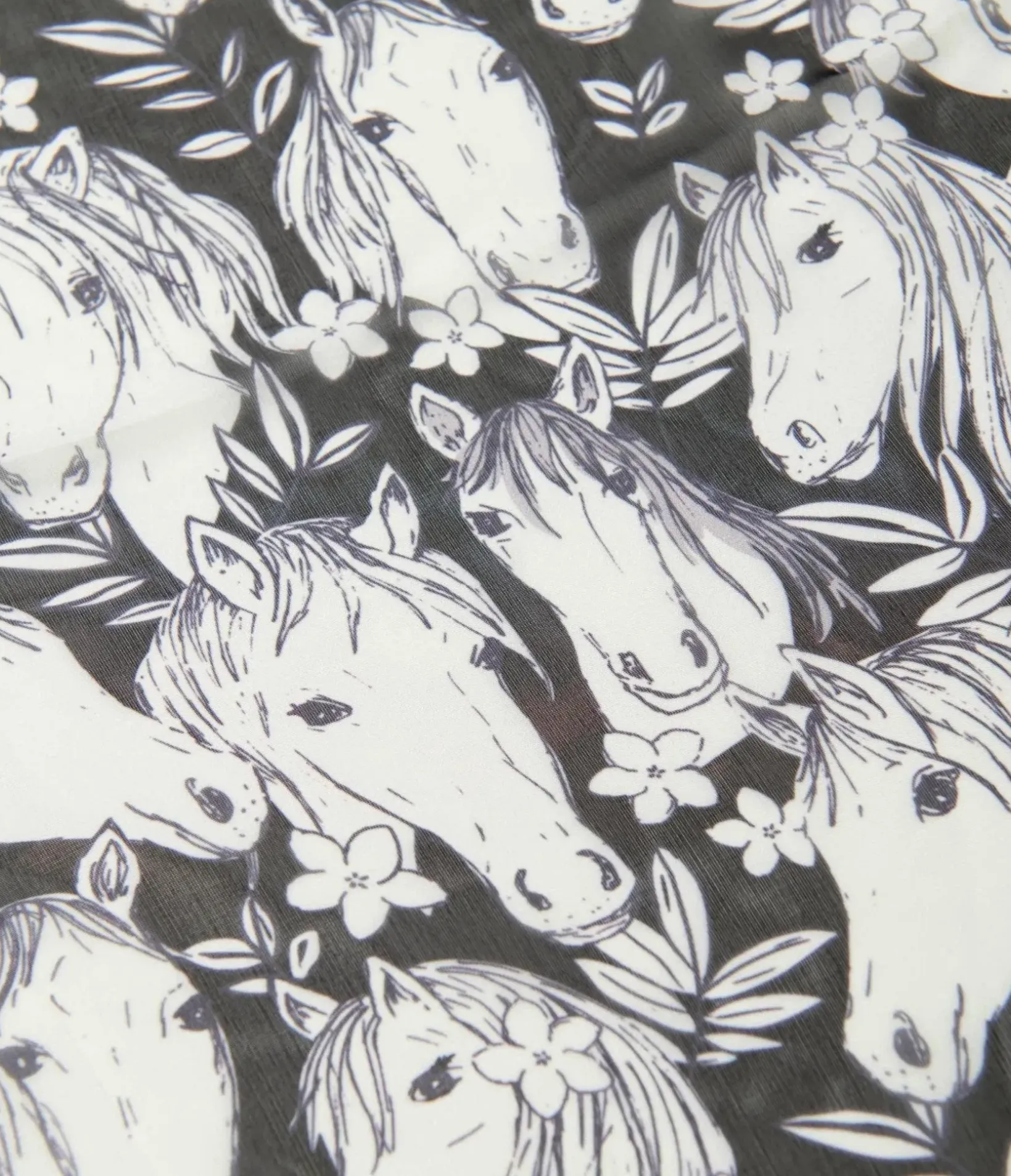 Unique Vintage All Things Black|Hair Scarves>Wild Horses Print Hair Scarf