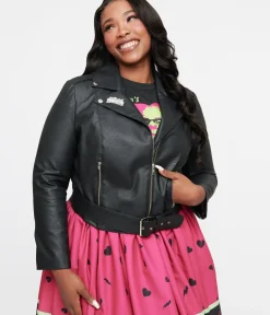 Unique Vintage Jackets|Coats & Jackets>Universal Monsters x Plus Size Black & White Bride of Frankenstein Leather Jacket