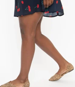 Unique Vintage Flats>Vintage Style Cheetah Suede dOrsay Flats