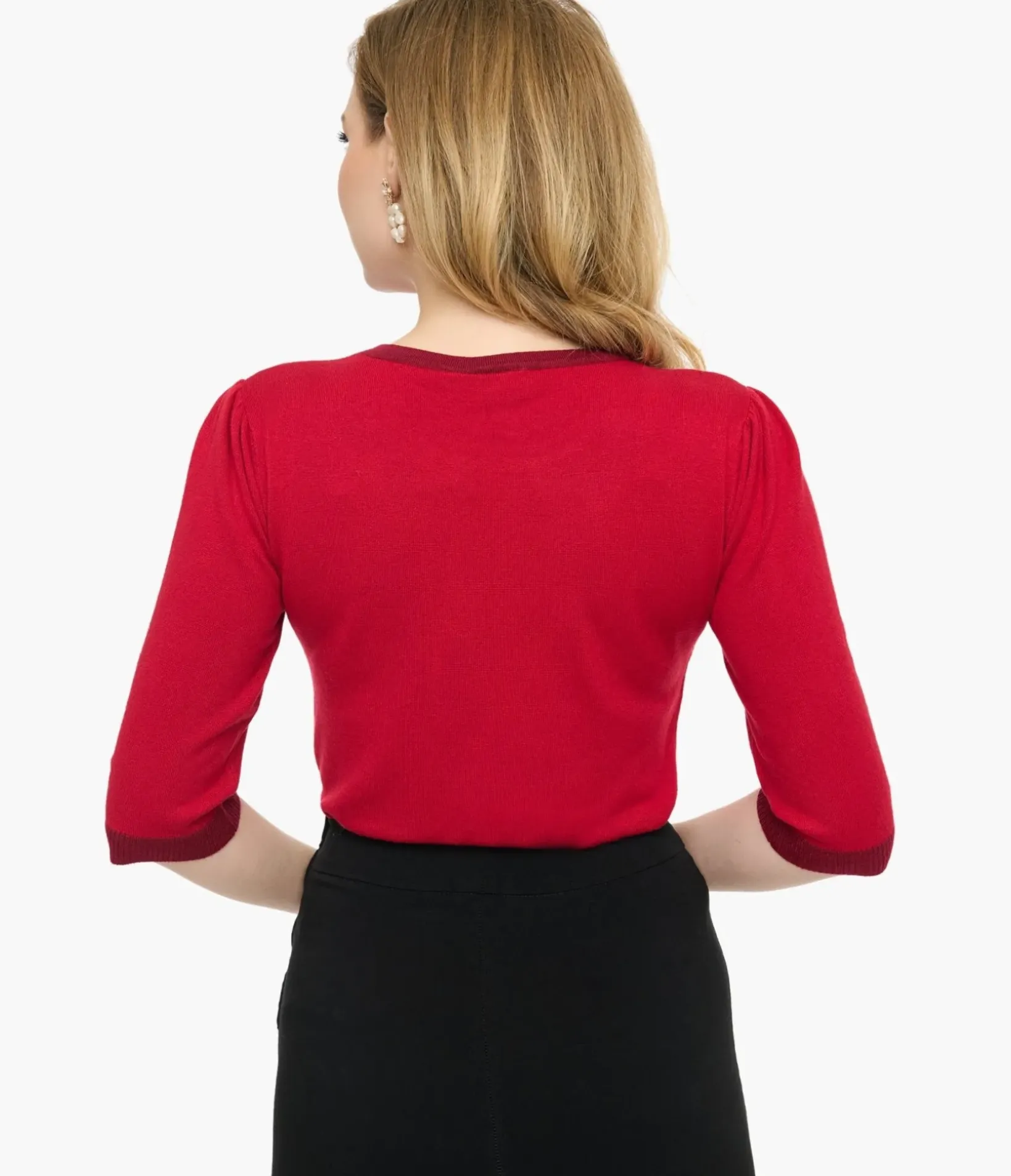 Unique Vintage Sweaters & Cardigans|All Things Red>Voodoo Vixen Red & Berry Chevron Sweater