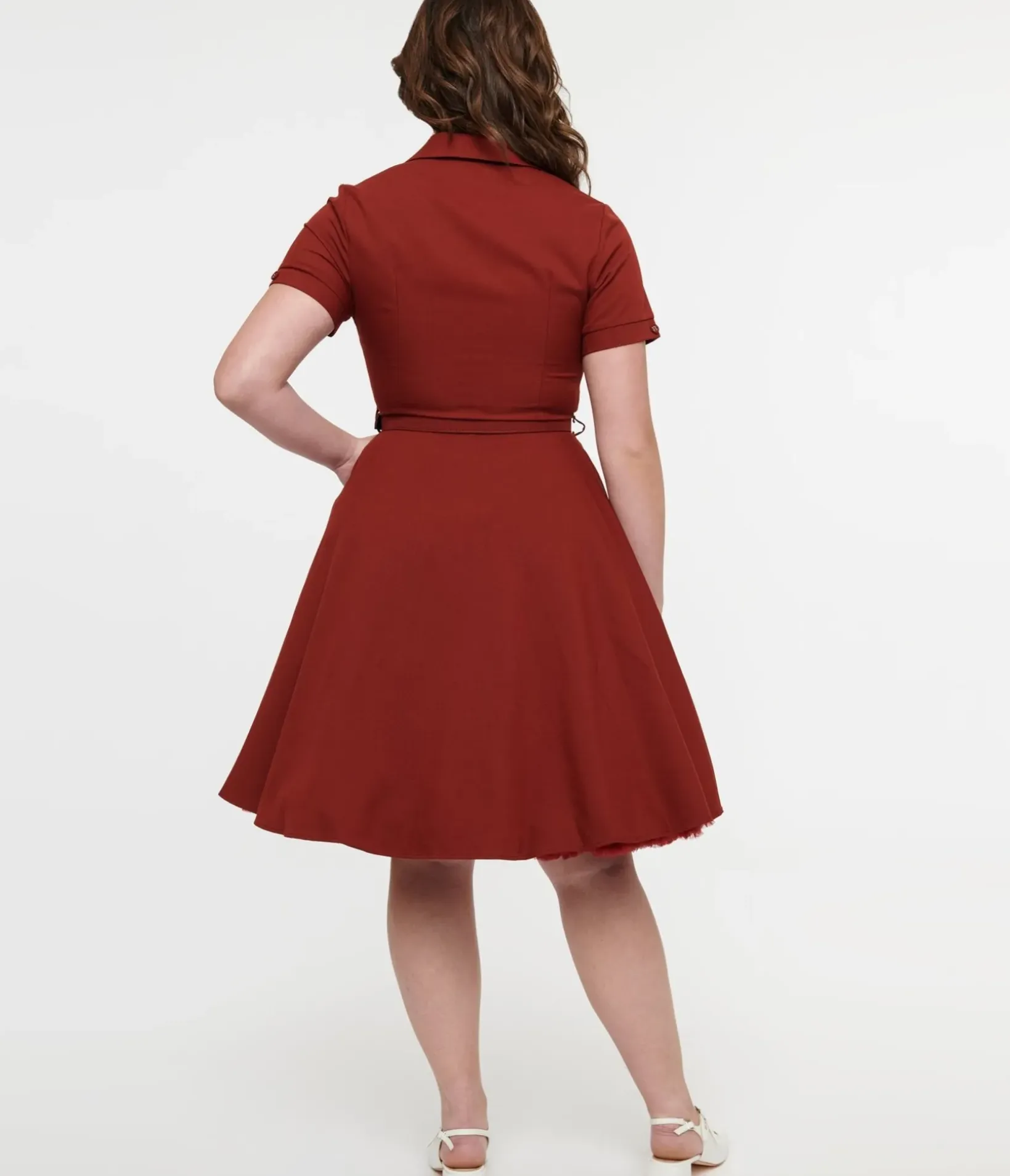 Unique Vintage Fit & Flare|Everyday Dresses>Voodoo Vixen 1950s Burgundy Bow Fit & Flare Dress