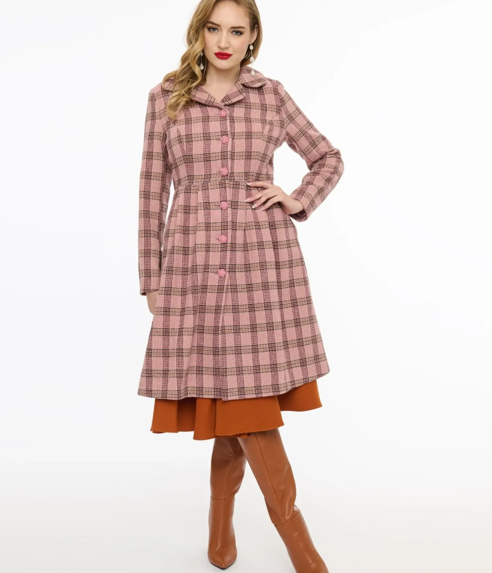 Unique Vintage Coats & Jackets|Work Wear>Voodoo Vixen 1960s Pink Plaid Coat