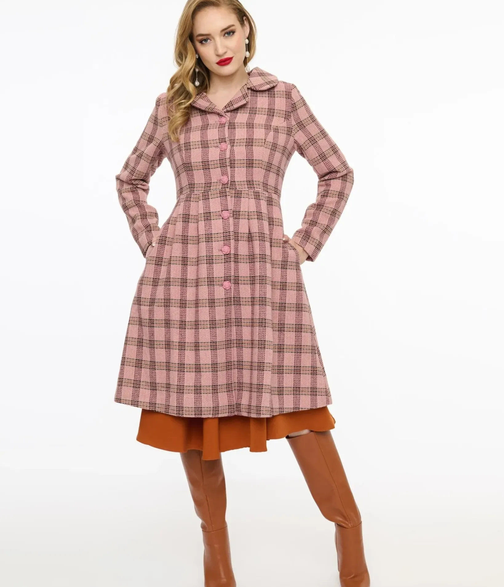 Unique Vintage Coats & Jackets|Work Wear>Voodoo Vixen 1960s Pink Plaid Coat