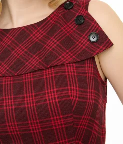Unique Vintage Fit & Flare|Pocket Dresses>Voodoo Vixen 1950s Red Check Fit & Flare Dress