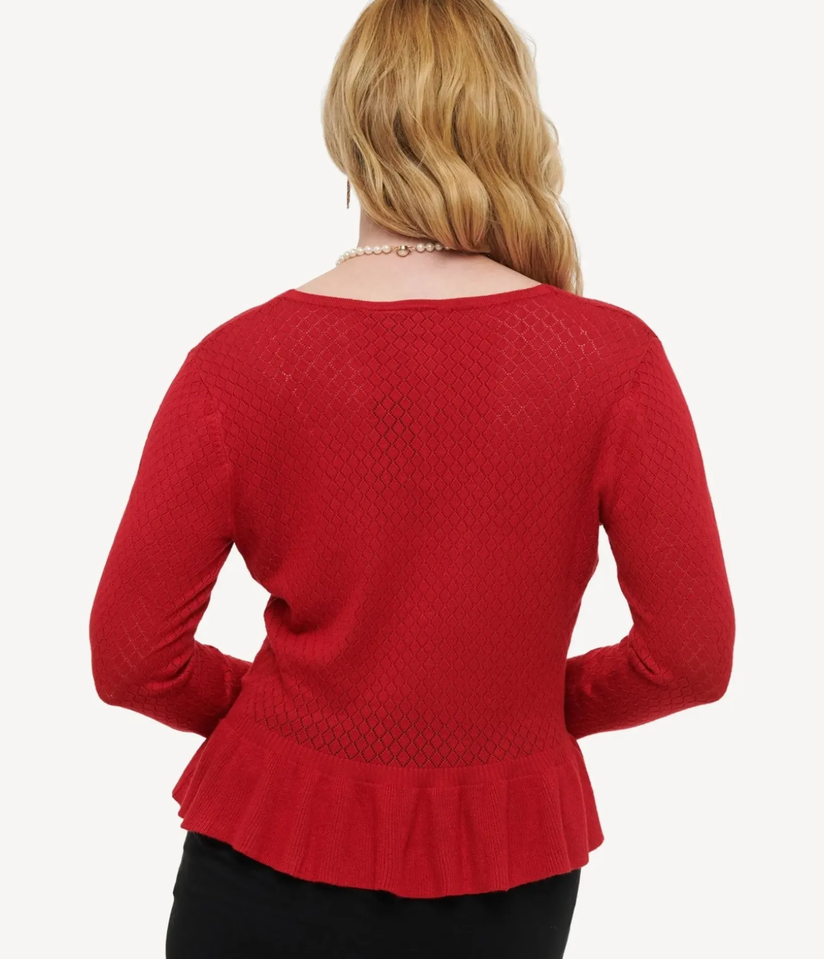 Unique Vintage Sweaters & Cardigans|Sweaters & Cardigans>Voodoo Vixen 1970s Red Diamond Knit Cardigan