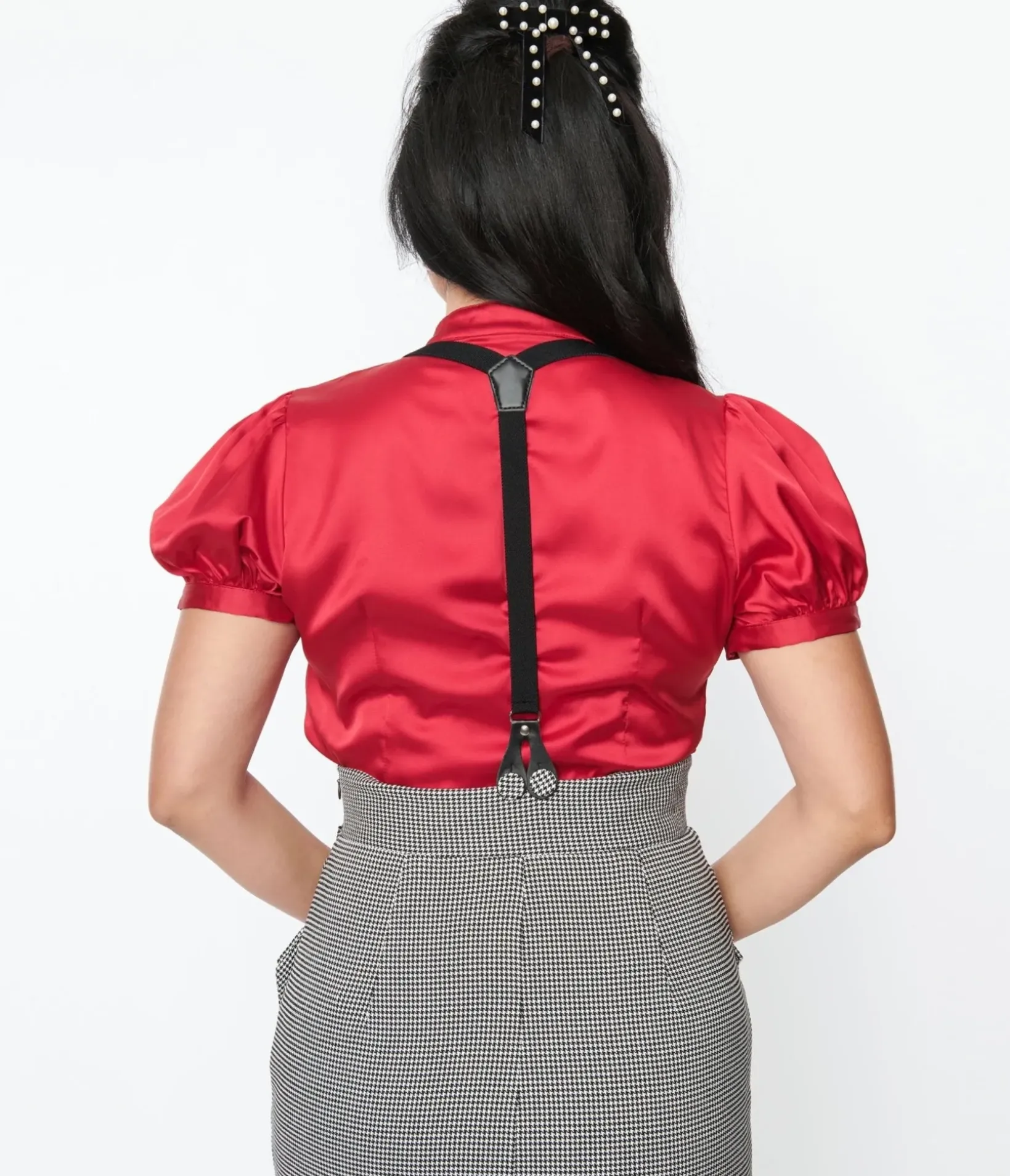Unique Vintage Blouses|Blouses>Voodoo Vixen Wine Red Bold Bow Satin Blouse