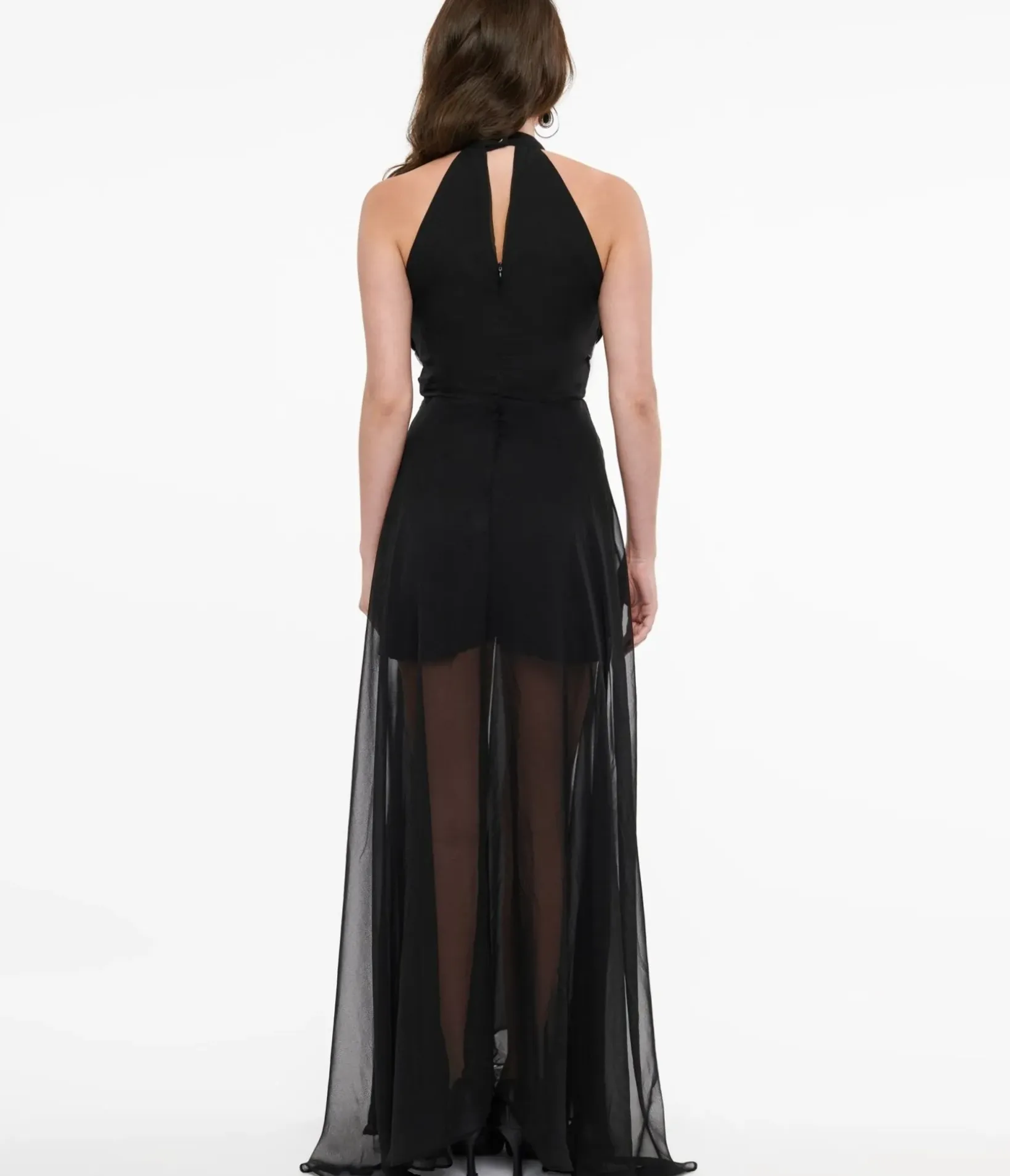 Unique Vintage Maxi|Midi & Maxi>Weasel Wear Black Ruched Harness Meggy Gown