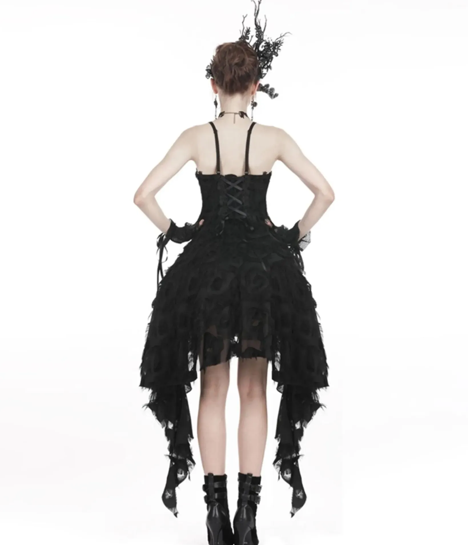 Unique Vintage Everyday Dresses>Western Fashion Black Lace Ruffle Dress