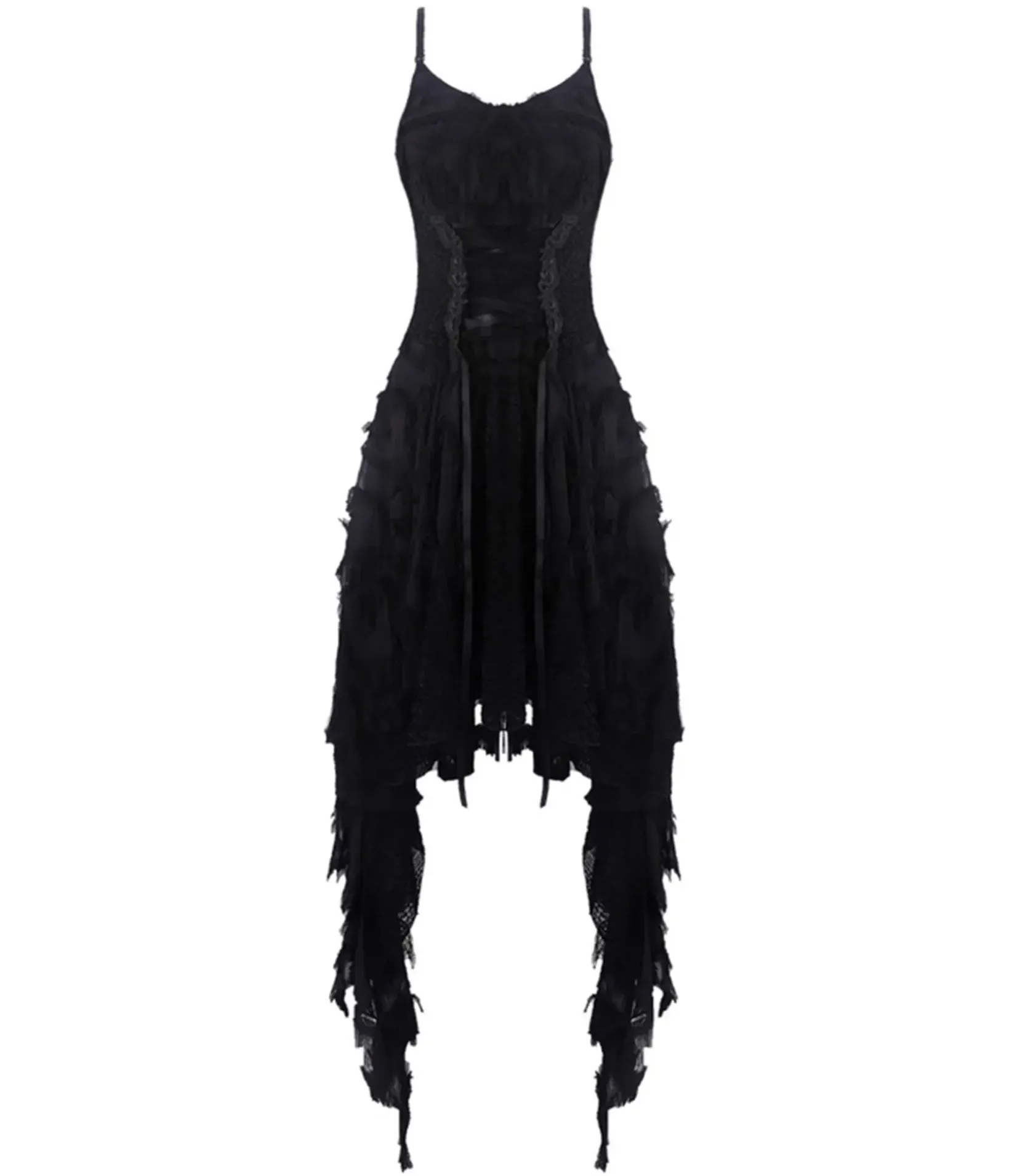 Unique Vintage Everyday Dresses>Western Fashion Black Lace Ruffle Dress