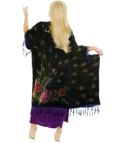 Unique Vintage Maxi|Caftans>Western Fashion Black Peacock Caftan