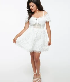 Unique Vintage Everyday Dresses|Special Occasion>White Goth Lace Mini Dress