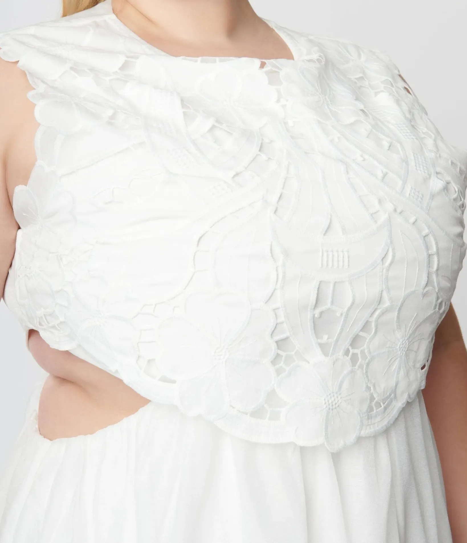 Unique Vintage Midi|Everyday Dresses>White Lace Front Midi Dress