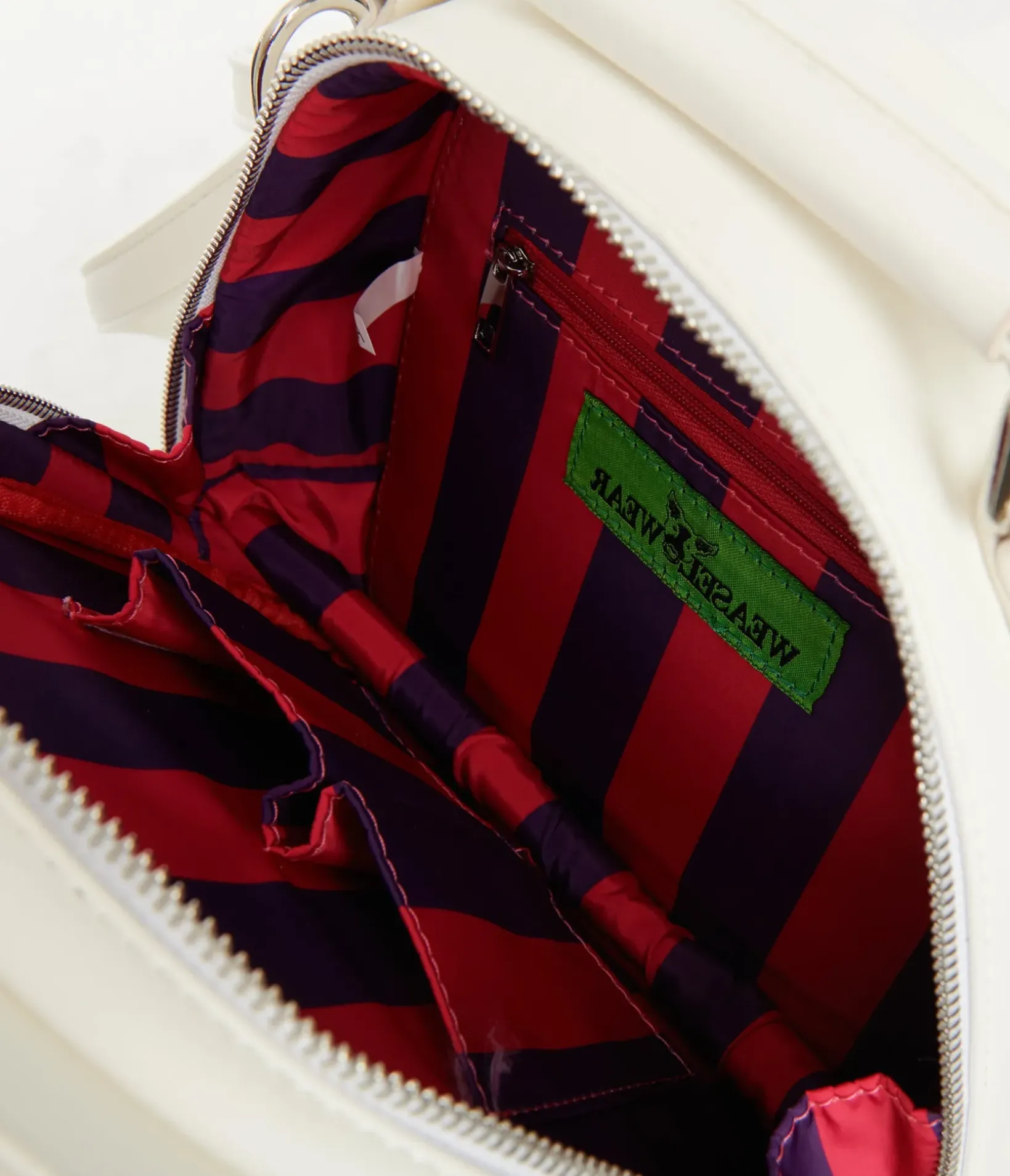 Unique Vintage Novelty Bags>White Leatherette Circus Cookie Ghost Crossbody Bag