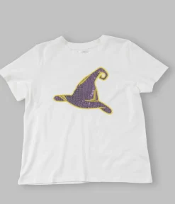 Unique Vintage Graphic Tees|Graphic Tees>White Witch Hat Sequin Unisex Tee
