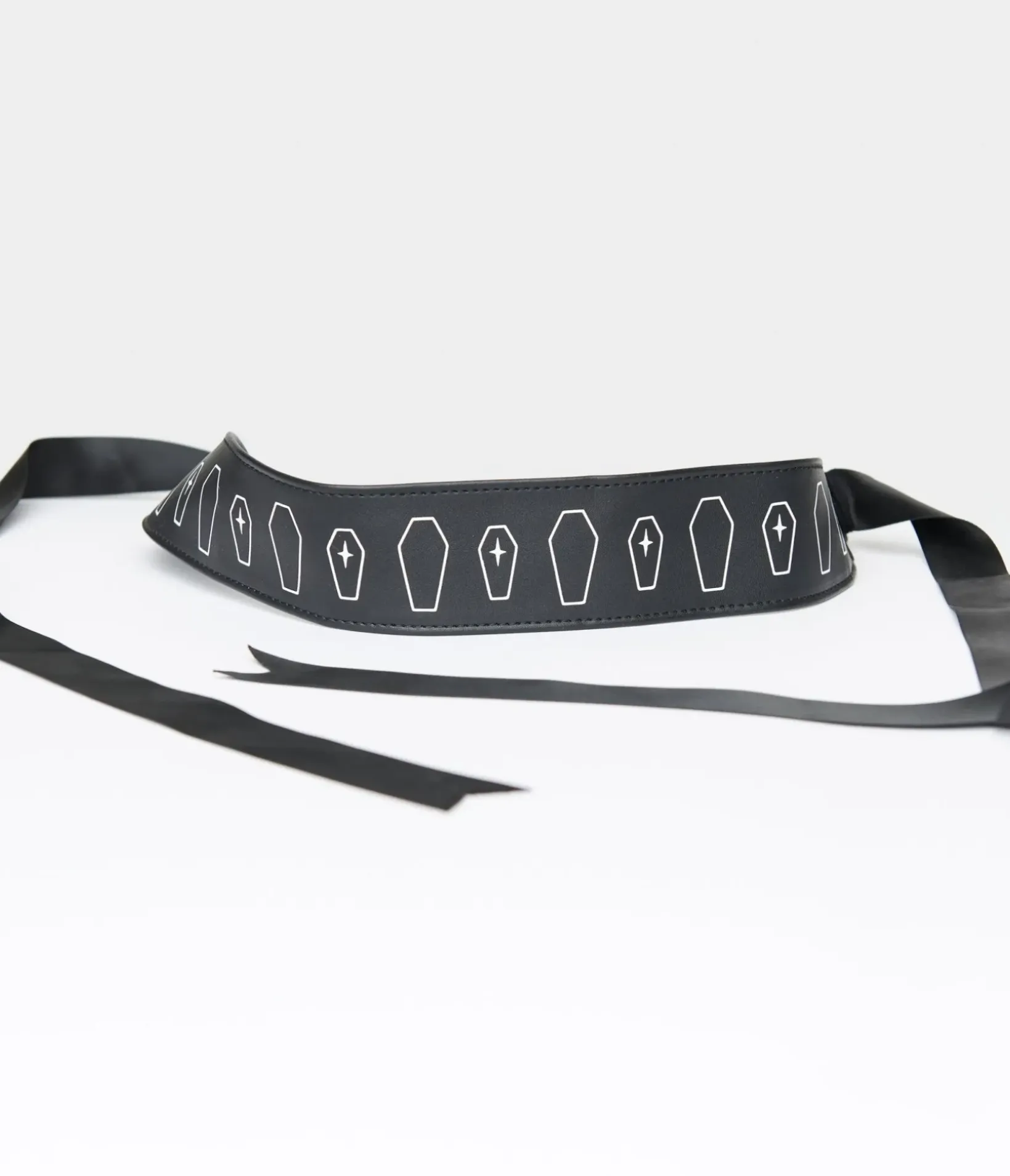 Unique Vintage All Things Black|Halloween>Witchwood Bags Black & White Coffins Leatherette Belt
