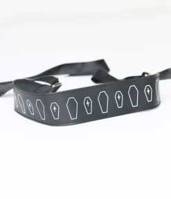 Unique Vintage All Things Black|Halloween>Witchwood Bags Black & White Coffins Leatherette Belt