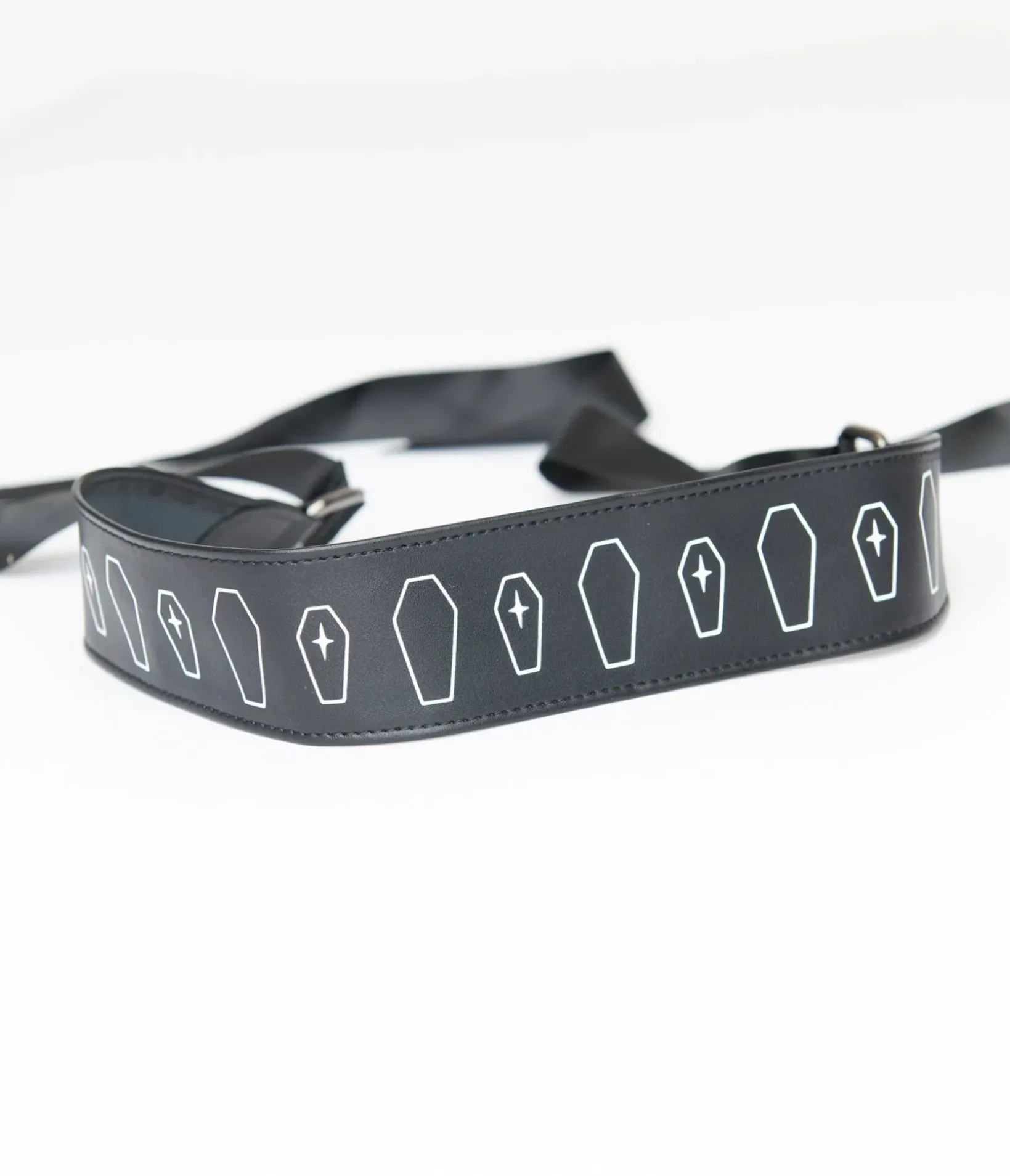 Unique Vintage All Things Black|Halloween>Witchwood Bags Black & White Coffins Leatherette Belt